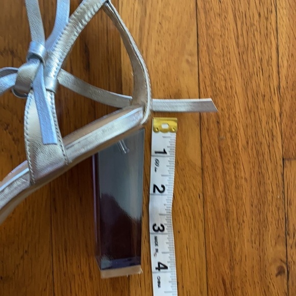 GUNMETAL Drea Silver Ankle Tie Clear Heels Sz 9.5 - Picture 15 of 16